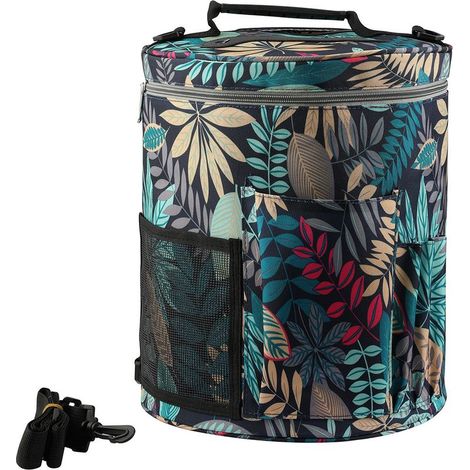 Sac de rangement pour laine type baril grande capacité, sac de tricot bleu portable