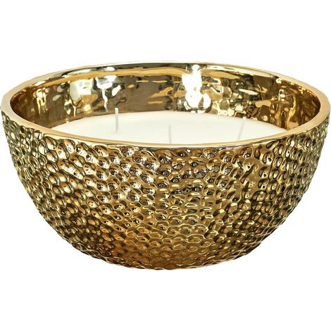 Bougie Parfumée Métal Doré Martelé 5 Mèches Senteur Ambre Ø21cm (1/4)