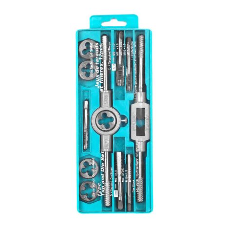 Kit de Taraudage Manuel 12 Pièces avec Tarauds Filières et Clés Métrique M3 à M12 pour Filetage Interne et Externe