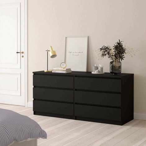 Dmora - Cajonera Aci, Cómoda multiusos, Cómoda de dormitorio, Gabinete con cajones, 154x50 h70 cm, Negro (1/5)