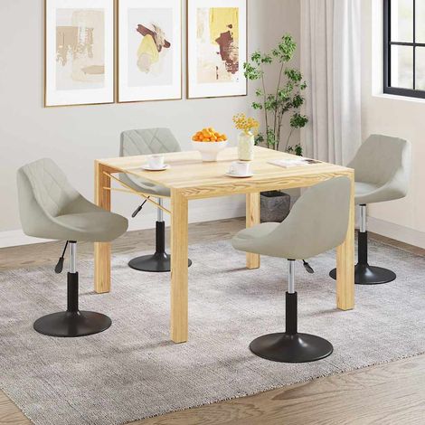 vidaXL Sillas de comedor giratorias 4 unidades terciopelo color crema (1/4)