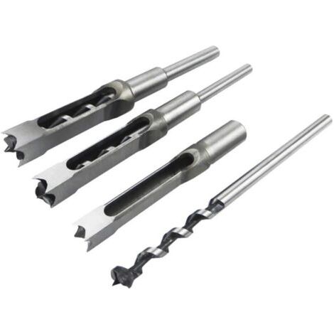 Ensemble de 4 forets carrés pour le travail du bois, burins à mortaiser en acier, scie cloche, outils électriques pour menuisier, diamètres : 1/2, 1/4, 5/16 et 3/8 pouce (1/4)