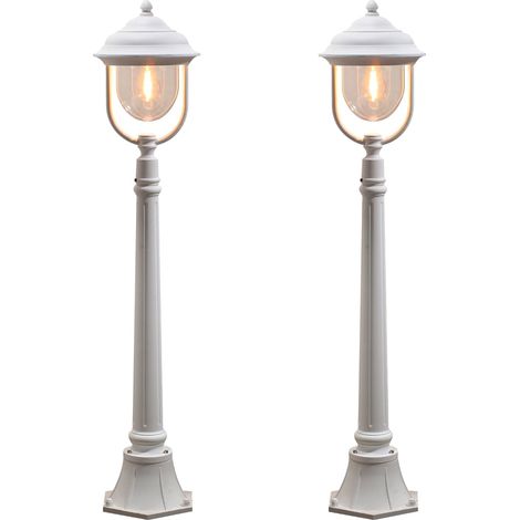 2er-Set weiße Wegeleuchten PARMA aus Aluminium, E27, IP43, H.: 118 cm (1/5)