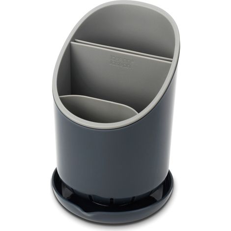 Escurrecubiertos Joseph Joseph Dock, organizador para cubiertos y cuchillos, compartimentos para separación, drenaje eficiente, gris oscuro/gris, apto para lavavajillas
