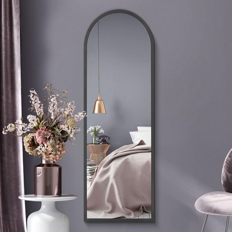 Grand Miroir Mural Moderne en métal Noir Pleine Longueur : 160 x 53 cm – Convient pour Chambre à Coucher, Salon, Dressing et espaces de Vie. (1/5)
