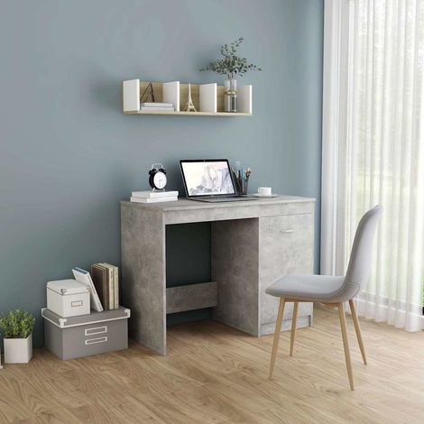 vidaXL Bureau Gris béton 100x50x76 cm Bois d'ingénierie (1/5)