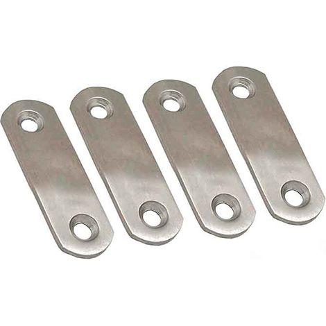 Piastre dritte per collegamento "PLC14" 60x16x1,5mm in acciaio inox (4 unità, viti incluse)