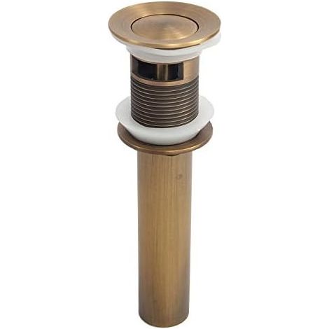 Bouchon de robinet de salle de bain sans trop-plein, Bonde de Vidange Pop-up avec Trop-Plein au Style Rétro en Laiton Vieilli, Accessoire de Salle de Bain (1/3)