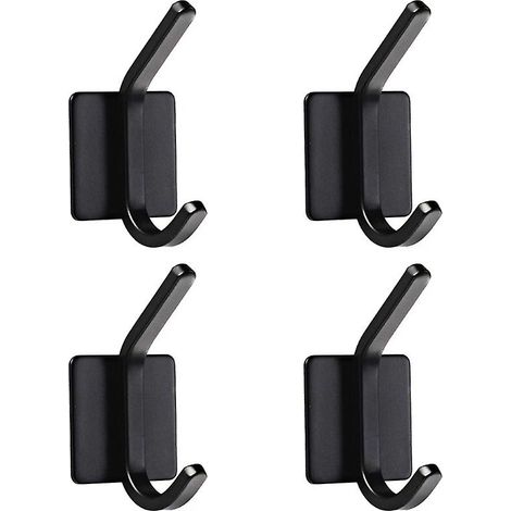 Pack de 4 crochets sans soudure simples pour la maison noire Stockage mural adhésif-Ensoleillé (1/4)