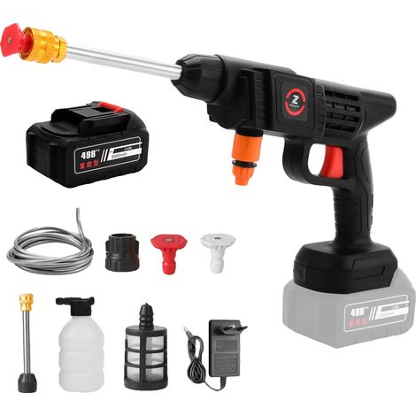 Pistolet de lavage de voiture sans fil haute pression, 200W de puissance, 50BAR de pression d'eau (1/2)