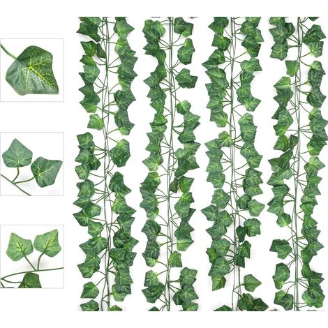 12 Guirlande Lierre, 200cm Soie Plastique, Feuilles Réalistes, Décoration Intérieur Extérieur