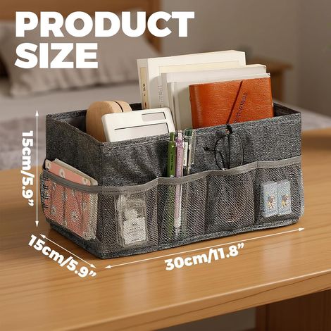 Kleiner Stoff-Aufbewahrungskorb, 2-teilig, faltbare Box, 30 x 15 x 15 cm, Dressing-Aufbewahrung, Filzkorb, Stoffbox für Schrank, Büro, Badezimmer