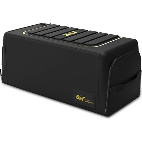 Organizer per bagagliaio auto Oxford, 3 volte più grande, pieghevole, grande capacità, organizer per auto/SUV/camion (nero, 60 l, senza tasche laterali)