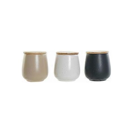 DKD Home Decor Box Dunkelgrau 10x10x13 cm (x3) weiß/beige/dunkelgrau (1/2)