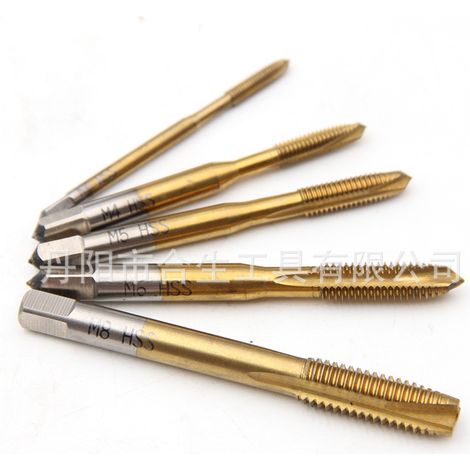 BRAVIX 5pcs Tarauds à Goujure Droite, Tarauds de Machine à Filetage Métrique en Acier HSS Revêtement en Titane Outil (1/5)