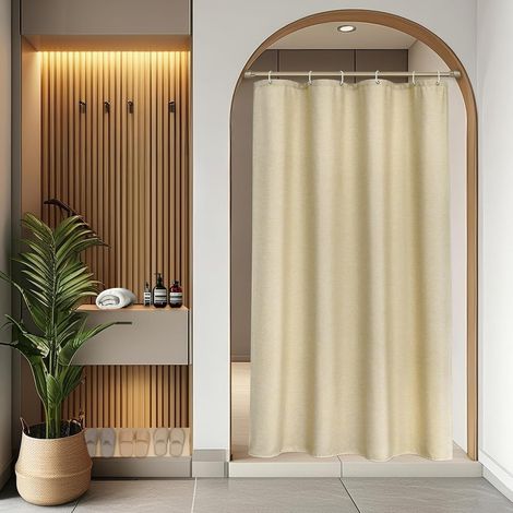 1 rideau de douche,90x200 cm,texture lin,polyester imperméable,anti-moisissure,salle de bain