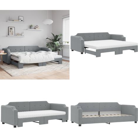 Sofá cama nido con colchón tela gris claro 90x200 cm - Cama nido - Sofá cama 2 en 1