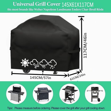 L&H-Cfcahl – Housse de barbecue et plancha 145x61x117cm – Tissu 210D Oxford imperméable – Protection anti-UV, anti-l'eau et anti-humidité