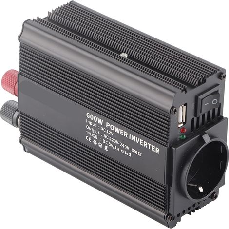 600W 12V auf 220V Wechselrichter, reiner Sinuswellen-Leistungswandler, kompatibel mit Solarmodulen, eingebautes Batterieladegerät, ideal für Camping und Notstromversorgung. (1/5)
