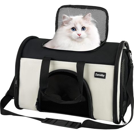 Sac de Transport pour Animaux - Sac de Voyage Respirant et Pliable pour Chat et Petit Chien, Idéal pour Avion, Voiture et Vétérinaire (1/5)