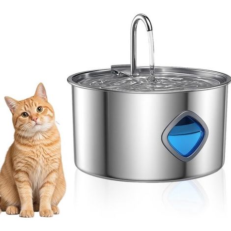 Fontaine à eau pour animaux de compagnie en acier inoxydable de 3,2 L - grande capacité - circulation continue - fonctionnement silencieux
