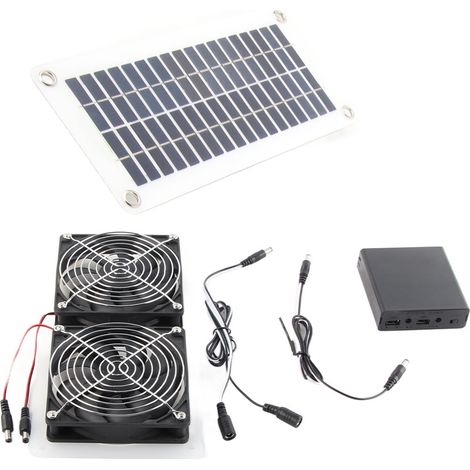 50-W-Solarventilator-Set mit Panel und zwei Abluftventilatoren für Gewächshaus, Schuppen oder Hühnerstall (1/5)