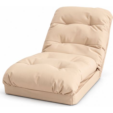 Fauteuil de Sol Convertible Beige - 3 en 1 (Lit 210x60) & Dossier Réglable (1/5)