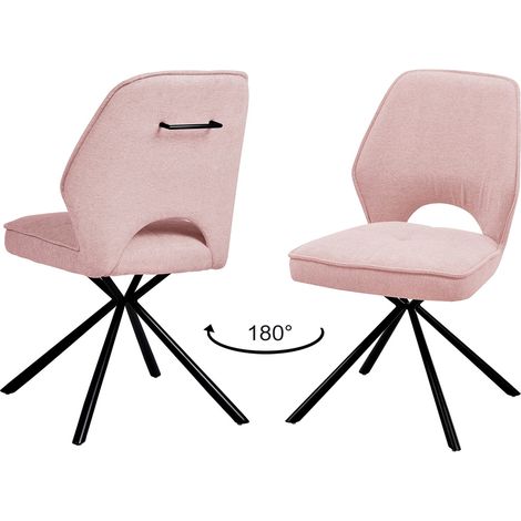 Polsterstuhl 2er-Set AMSTERDAM-119 Stoffbezug light pink, Gestell schwarz, BxHxT: ca. 48x89x60 cm (1/5)