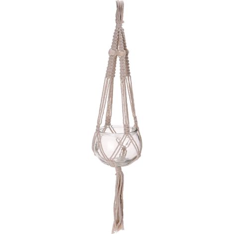 VASO VETRO PENSILE MACRAME 55CM