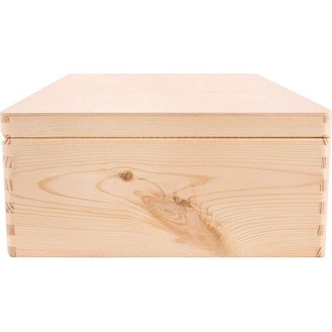 Naturbelassene, unbehandelte Holzaufbewahrungsbox 25 x 17 x 4 cm – inklusive Deckel – zur Dekoration und Aufbewahrung – Einmgeld (1/4)