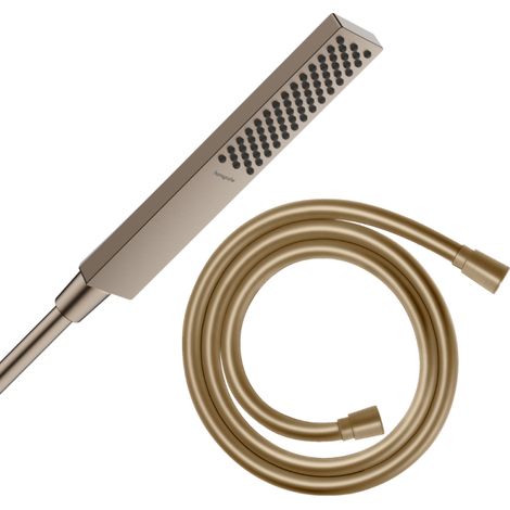 Pommeau de douche HANSGROHE Pulsify E 100 EcoSmart bronze brossé + flexible de douche 1,60 m HANSGROHE Isiflex bronze brossé