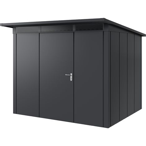 Hörmann Metall-Gerätehaus "Juno" mit Pultdach, JPD9 - Design, 262 x 214 cm (B x T), anthrazit, 1-flüglige Tür, Anschlag links (1/5)