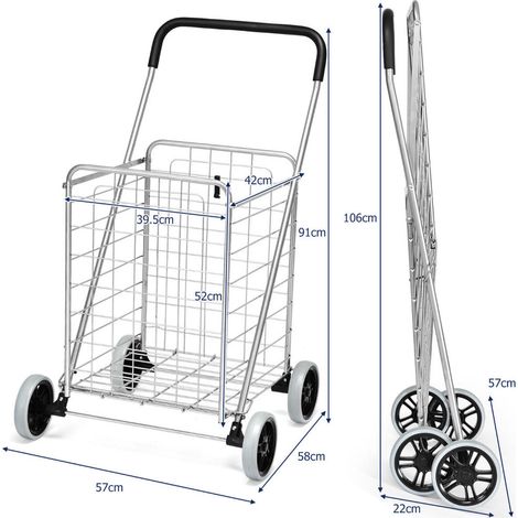Grande capacité pour transporter vos achats, chariot utilitaire pliable en acier à roulettes (1/5)