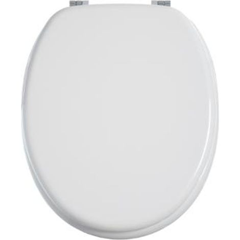 Abattant WC en bois et zinc coloris blanc, L 37 x P 43 cm -PEGANE-