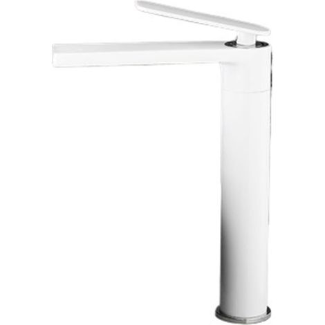 Robinet de lavabo laiton/bronze blanc monocommande surélevé (1/5)