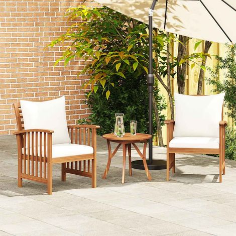 Lot de 2 Chaises de jardin et de camping avec coussins, Chaises de relaxation, Bois d'acacia massif OIB6295E (1/5)