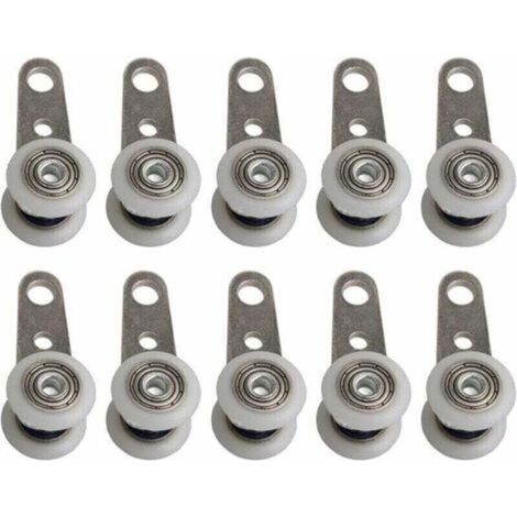 Lot De 10 Roulettes Pour Baies Vitres Ou Portes Coulissantes - En Mtal Et En Plastique - 4,5 X 1,9 Cm,