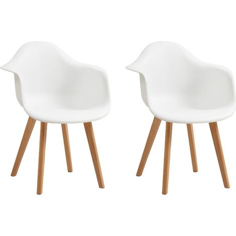 Wokaka Set di Due Sedie da Pranzo - Gambe in Legno - Sedie da Pranzo Scandinave - Bianco