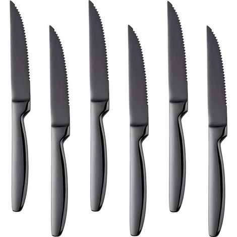Ensemble de Couteau à Steak Acier Inoxydable 6 Pièces Lavable au Lave-vaisselle