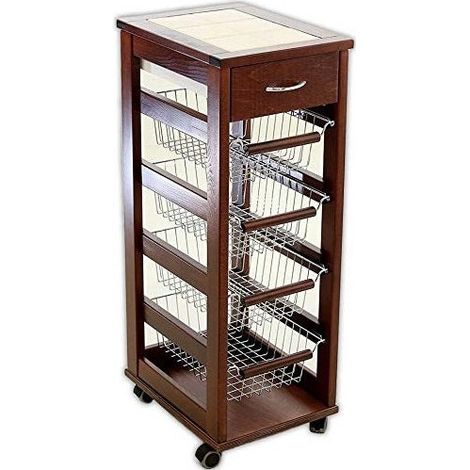 Platzsparender Trolley Vesuvio Walnuss Maslegno
