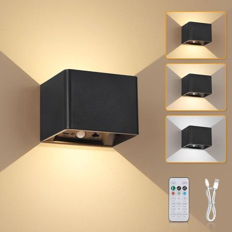 Akku Wandleuchte Innen mit Bewegungsmelder 5400mAh mit Fernbedienung und Berührungssensor, Wandlampe Ohne Stromanschluss mit 3 Modi, USB Aufladbar, Wandlampen für Schlafzimmer Flur, 1 Stück (1/5)