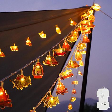 Guirlande lumineuse 20LEDs à piles 2,5Mètres avec minuterie pour éclairage intérieur et extérieur, chambre, décoration de chambre d'enfant, balcon, mariage, fête, Noël(Blanc chaud) (1/5)