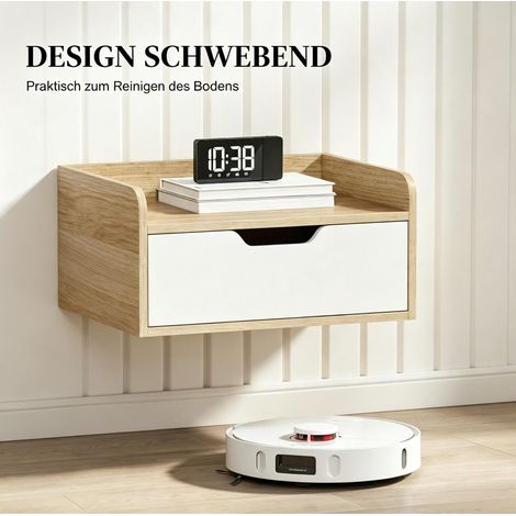 Set di 2 comodini pensili 40x30x19,5 cm in truciolare naturale con cassetto - MEUBLIV (1/5)