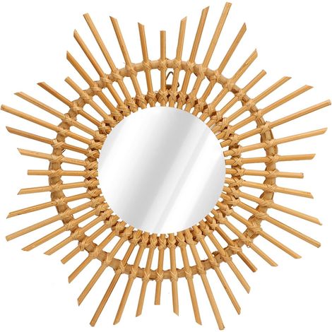 Miroir en Rotin De Décoration Murale, Miroir Tissé à la Main Simple Et Unique en Forme D'étoile pour Le Couloir du Salon de la Chambre à Coucher (1/5)