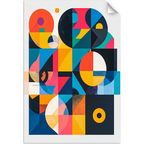 Selbstklebendes Poster – Wandsticker Geometrische Abstraktion im Bauhaus-Stil 90x130 cm