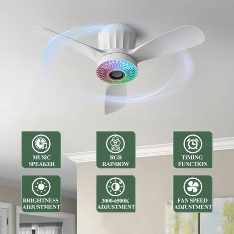 Lampe de ventilateur de plafond lampe de ventilateur de chambre de restaurant RGB musique Smart Lighting luminaire (1/3)