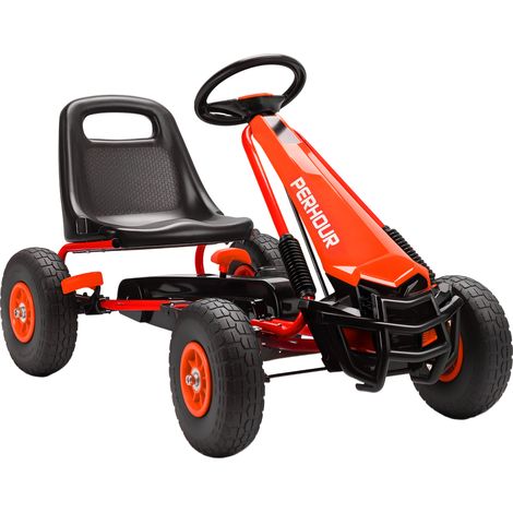 Kart à pédales - Go-Kart pour enfants - AIYAPLAY - siège réglable, pneus EVA, embrayage manuel et frein - 110 x 61 x 62 cm - rouge