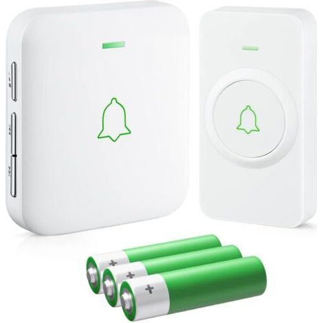 Sonnette sans Fil avec Pile, Mini Sonnette de Porte 300M Étanche Kit de Carillon Electronique, 52 Mélodies au 5 Niveaux Volumes pour Maison, Bureau, Hôtel, etc (1/5)