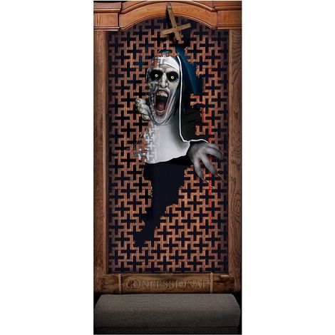 Décorations de porte pour le confessionnal des nonnes, intérieur rouge d'Halloween (1/2)