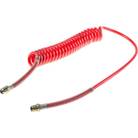 Tuyau spiralé CPC, avec raccord BSPT 1/4 pouce mâle, Rouge, Diam.ext 8mm, Long. 2m ( Prix pour 1 ) (1/2)